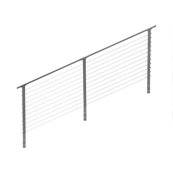 CityPost 12 ft. Stair Cable Railing, 36 in. Face Mount in Grey
