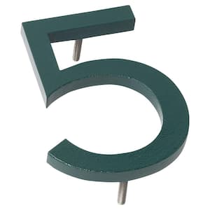 16 in. Hunter Green Aluminum Floating or Flat Modern House Numbers 0-9 - 5