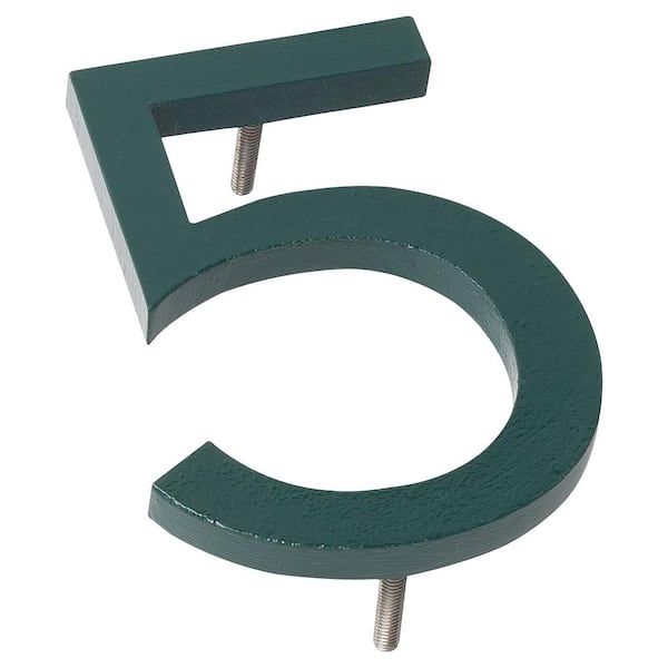null 16 in. Hunter Green Aluminum Floating or Flat Modern House Numbers 0-9 - 5