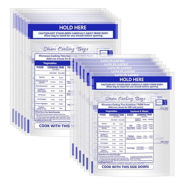 24-Piece Microwave Steam Plastic Bags Set Reusable Zipper Design for Steaming Meat Frozen Food Microwaveable Cookware