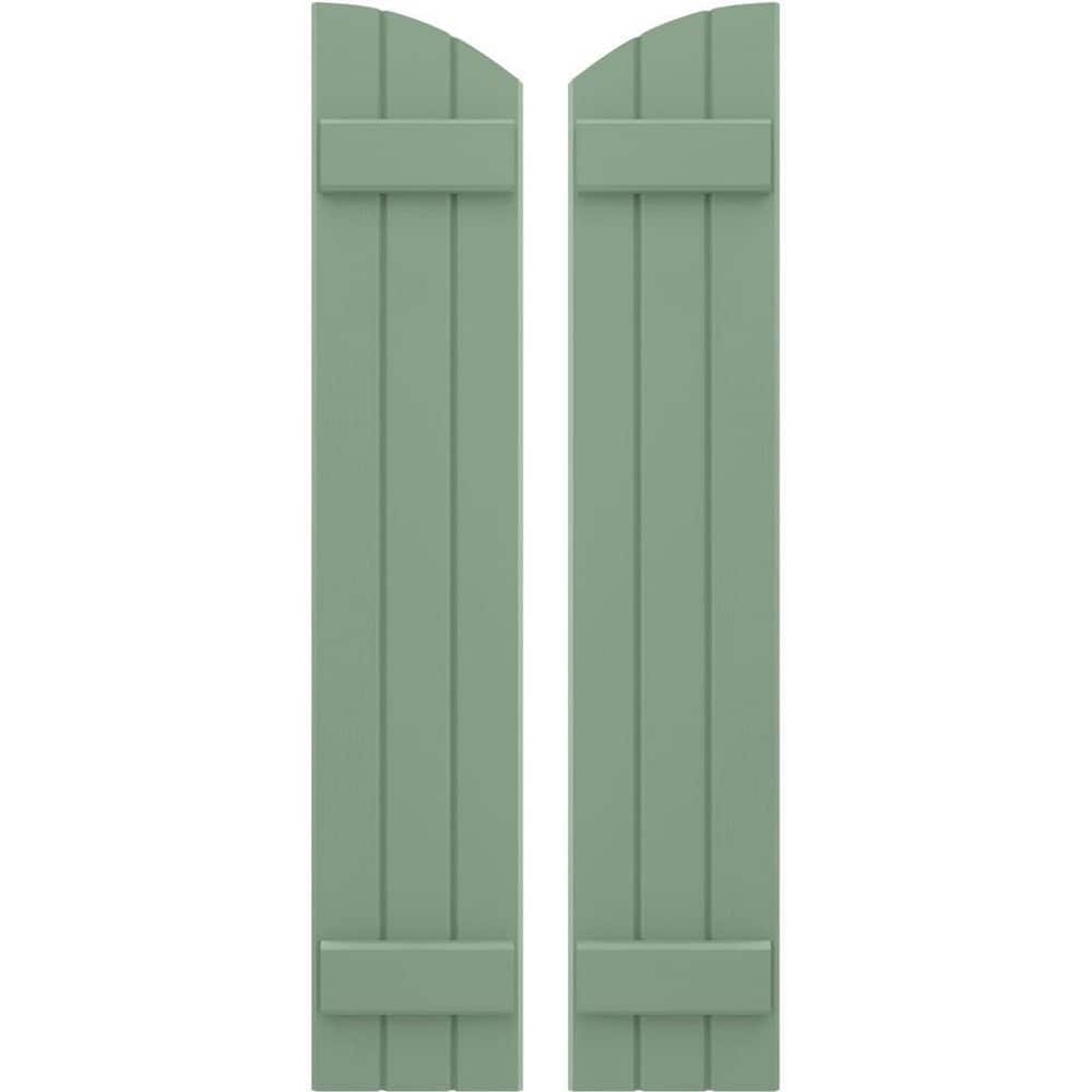10-1/2 in. W x 52 in. H Americraft Exterior Real Wood Joined Board and Batten Shutters Elliptical Top Track Green price history on PriceWatchPro