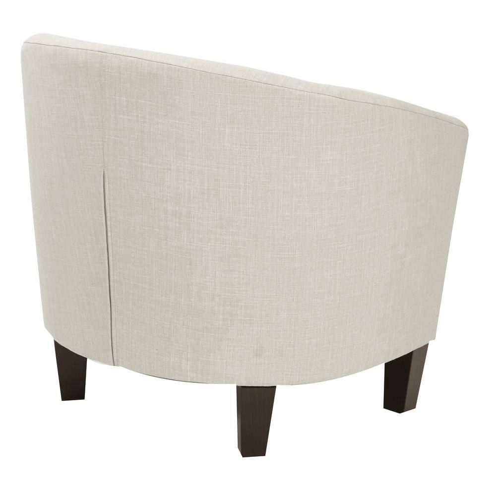 Ethan White Faux Leather Barrel Accent Chair with Wood Frame