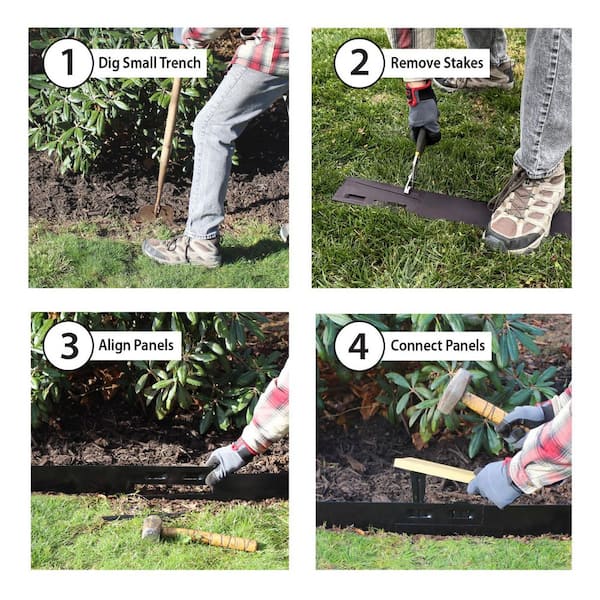 Vigoro 4 ft. L Black Metal Landscape Edging with 4 Stakes 867342