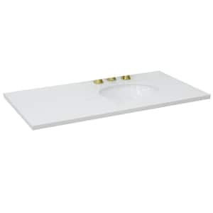 43 in. W x 22 in. D Quartz Vanity Top in White with White Oval Right Basin