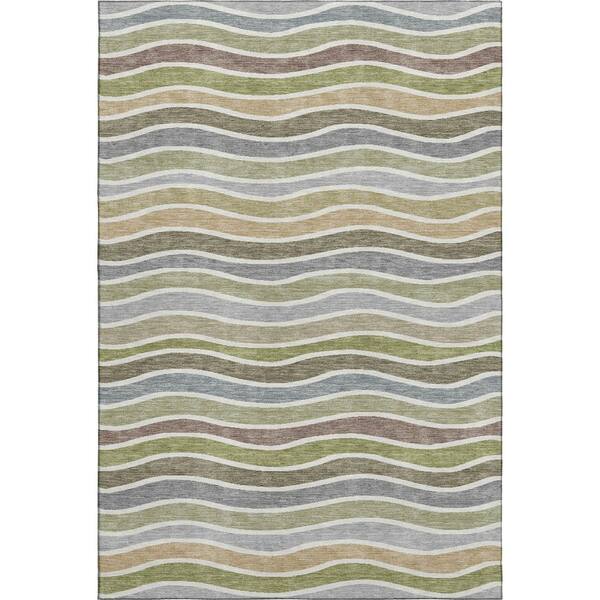 Mayfield Premium Machine Washable Abstract AMF2333 Fern 10 ft. x 14 ft. Area Rug