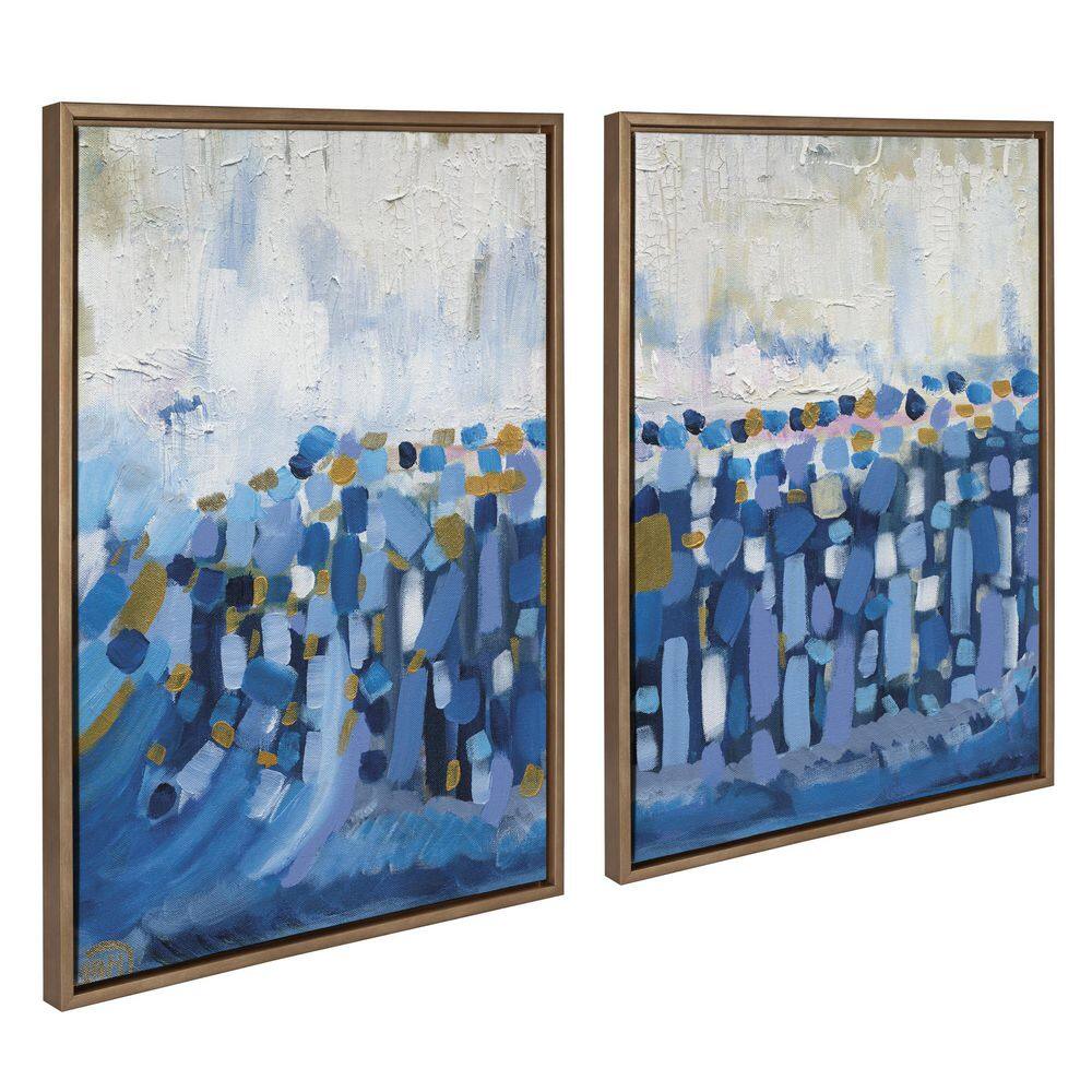 Queen Elizabeth II Blue and Gold Abstract Canvas Art Set