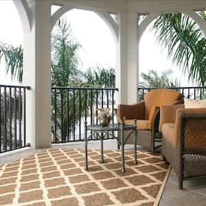 Beach House Beige/Cream Doormat 3 ft. x 5 ft. Trellis Geometric Indoor/Outdoor Area Rug
