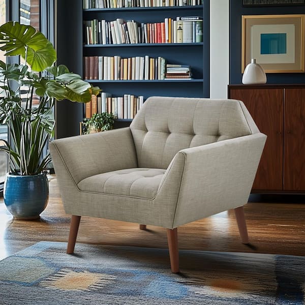Newport Light Grey Tufted Lounge Arm Chair