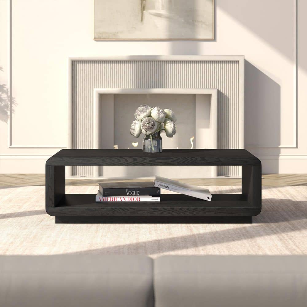 Meyer&Cross Lonni 47.25 in. Black Grain Rectangle MDF/Hollow Core