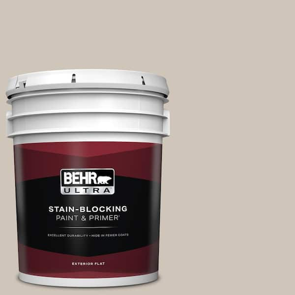 BEHR ULTRA 5 gal. #ICC-89 Gallery Taupe Flat Exterior Paint & Primer