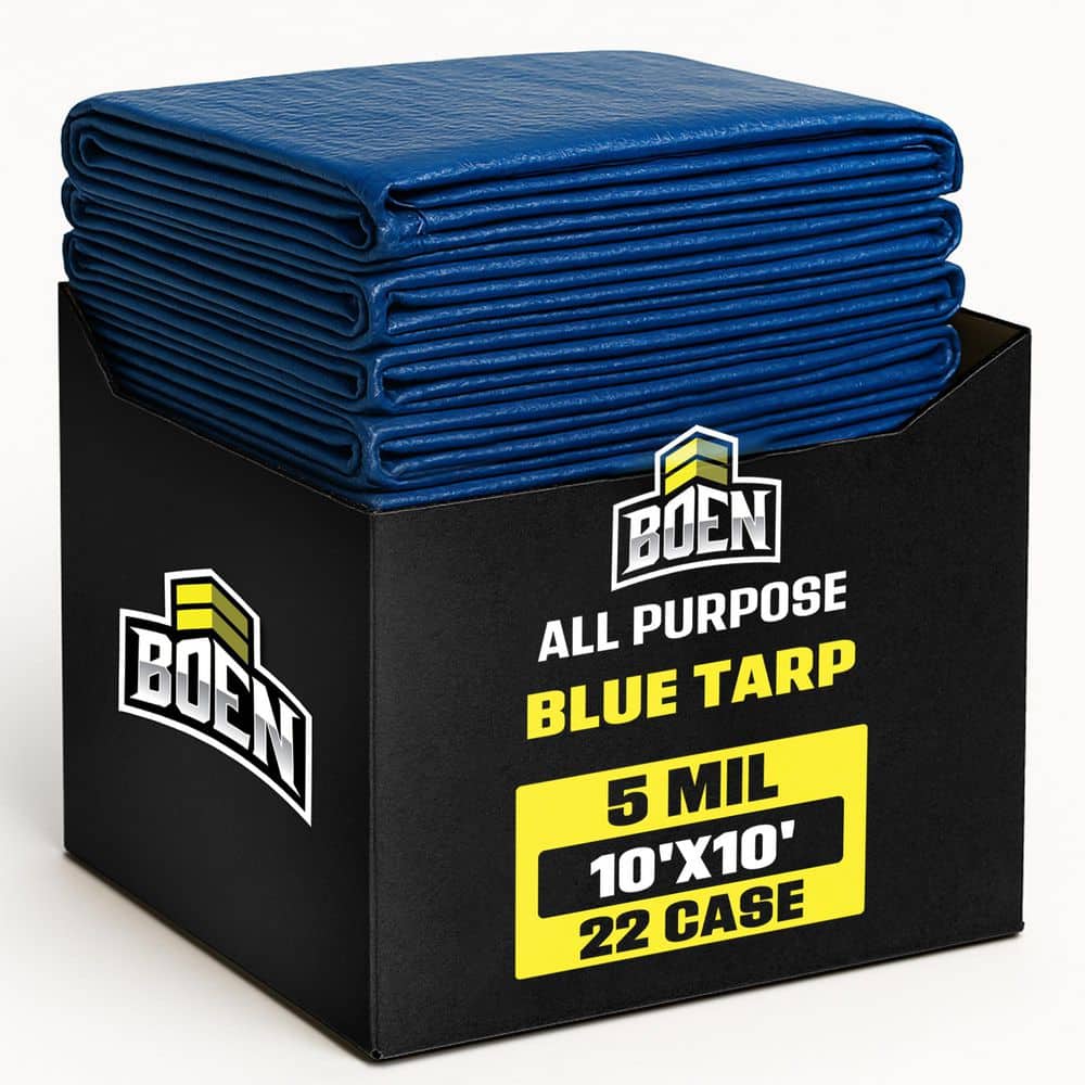 BOEN 10 ft. x 10 ft. Blue, 22-Pack, 5 Mil Polyethylene Tarp