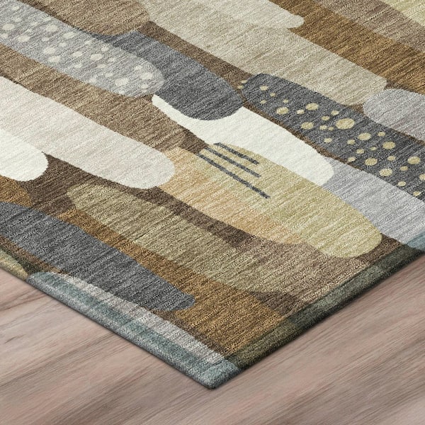 Chantille Machine Washable Indoor/Outdoor Abstract ACN3111 Chocolate 5 ft. x 7 ft. 6 in. Area Rug