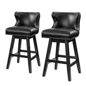 Federico Classic Black Low Back 360° Swivel Bar and Counter Stool with 29.5 in. H Seat and Rubber Legs Set of 2