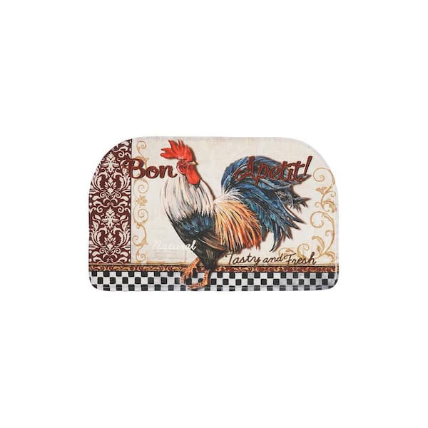 EverGrace Bon Apetit Rooster Semi Circle Kitchen Mat 18in.x 30in.