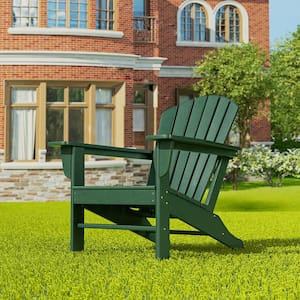 Mason Dark Green Poly Plastic Outdoor Patio Classic Adirondack Chair, Fire Pit Chair