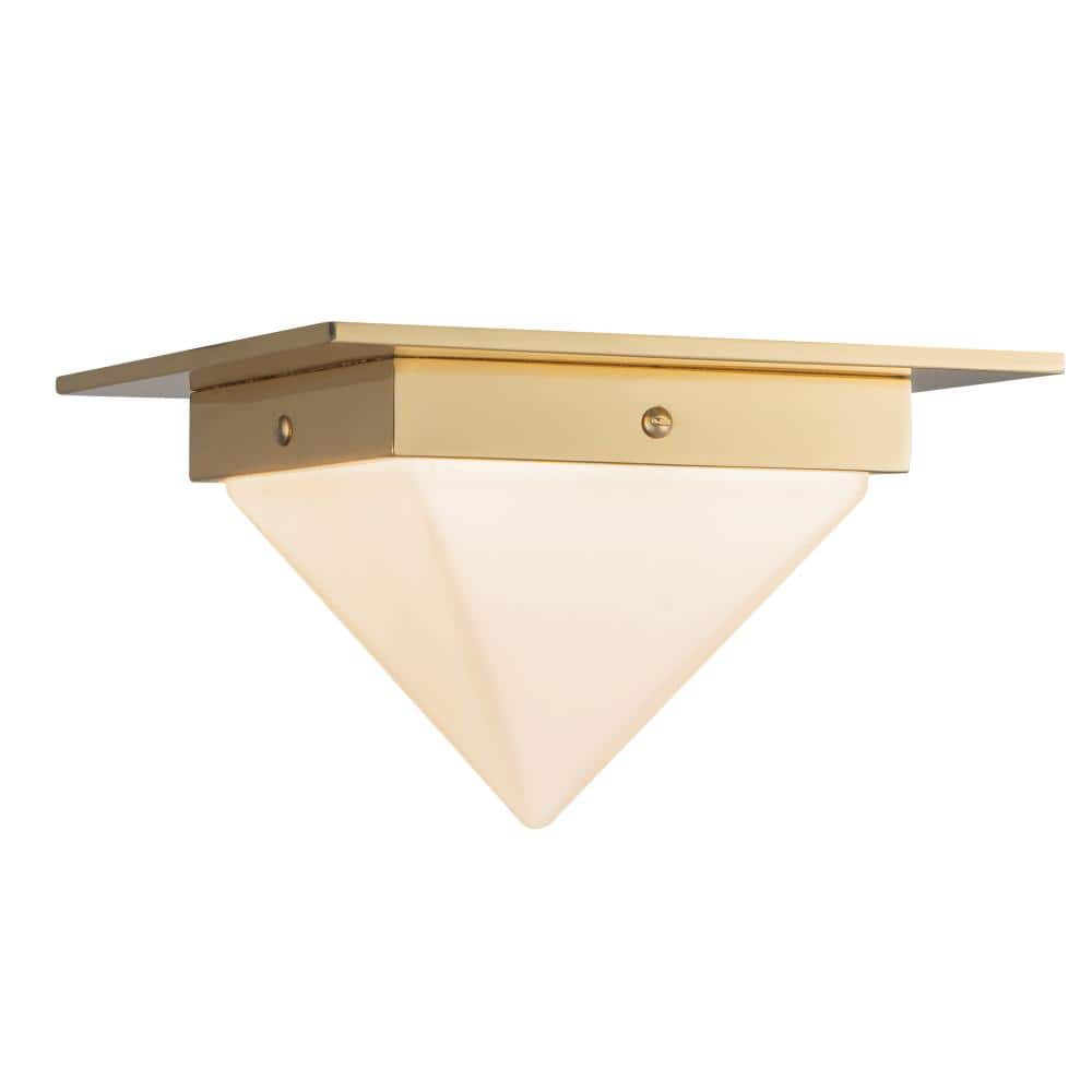 Mineral 8-in (5-in Height) Patina Brass Triangular Flush Mount with Opal Glass price history on PriceWatchPro