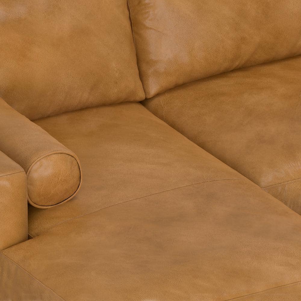 Sienna Leather L-Shaped Sectional Sofa with Ottoman