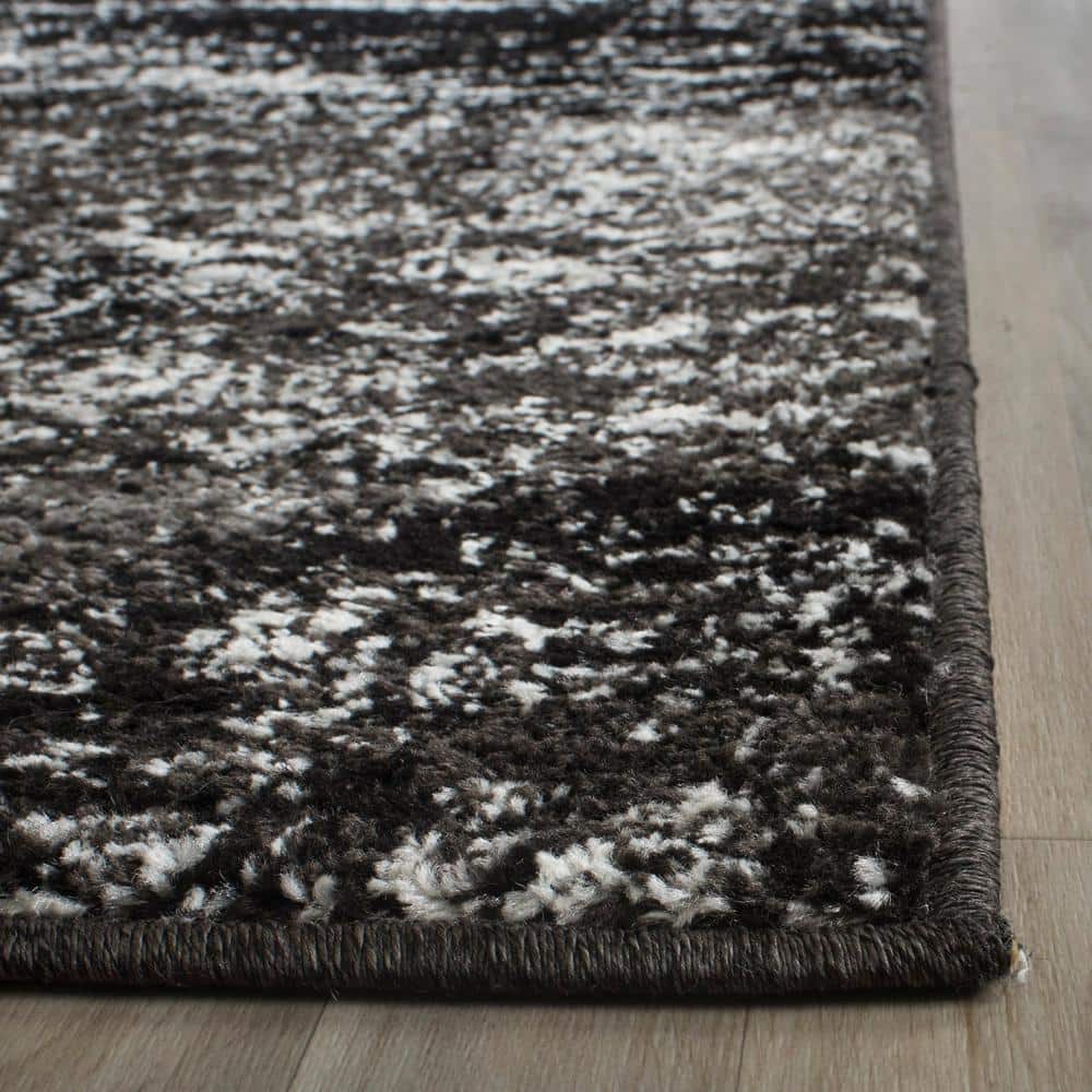 Adirondack 11 ft. x 11 ft. Silver/Black Solid Color Distressed Square Area Rug - thumbnail 4