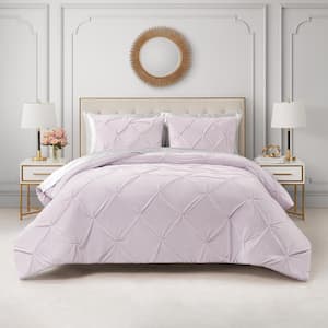 Kiss Pleat Micro Mink 3-Piece Lavender Purple Polyester King Comforter Set