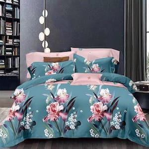 3PC All Season Bedding Botanical Teal Teal Comforter Bed-Ultra Soft 100% Polyester-Twin Comforter Set-1 Pillow Sham-Blue