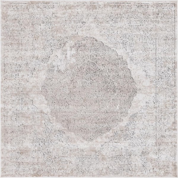 Unique Loom Portland Woodburn Ivory 8 ft. x 8 ft. Square Area Rug