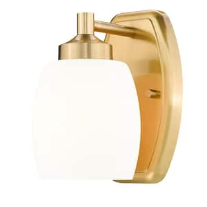 Kendrick 1-Light Luxe Gold Wall Sconce with Matte Opal Glass Shade