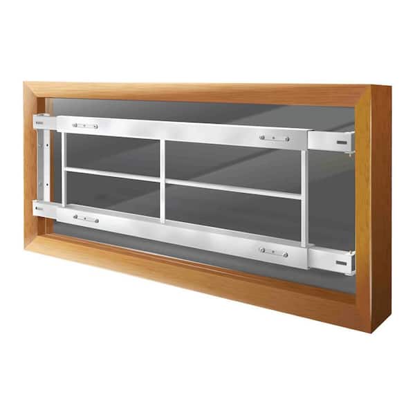 Fixed 62 in. to 74 in. Adjustable Width 3-Bar Window Guard - White