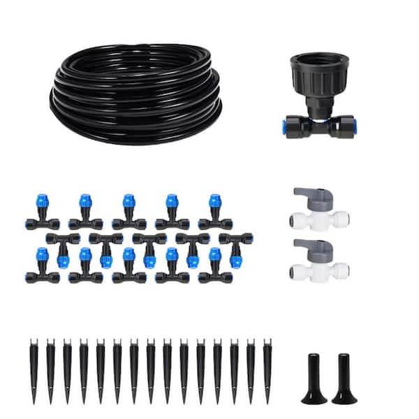 Angel Sar 59 ft. x 1/4 in. Greenhouse Automatic Drip Irrigation Tubing Kit with 2-Way Connector and Nozzles