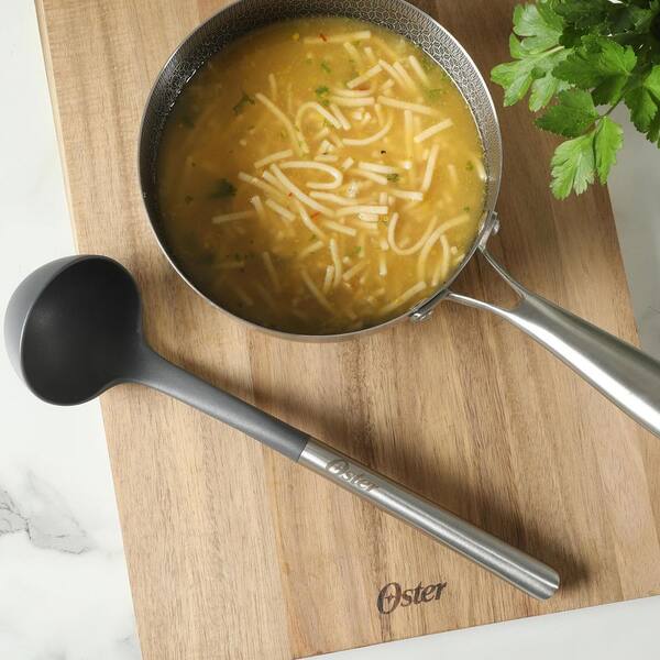 13 in. Nylon Ladle with Stainless Steel Handle in Silver