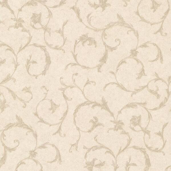 Mirage Clover Beige Acanthus Scroll Beige Vinyl Peelable Roll (Covers 56.4 sq. ft.)