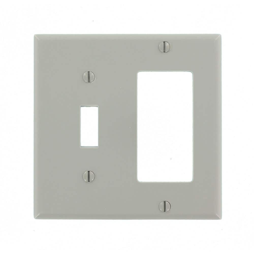 Gray Thermoset Plastic 2-Gang Combination Wallplate