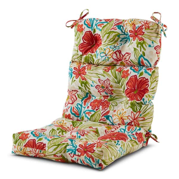 Greendale Home Fashions 22 in. x 44 in. Outdoor High Back Dining Chair Cushion in Breeze Floral