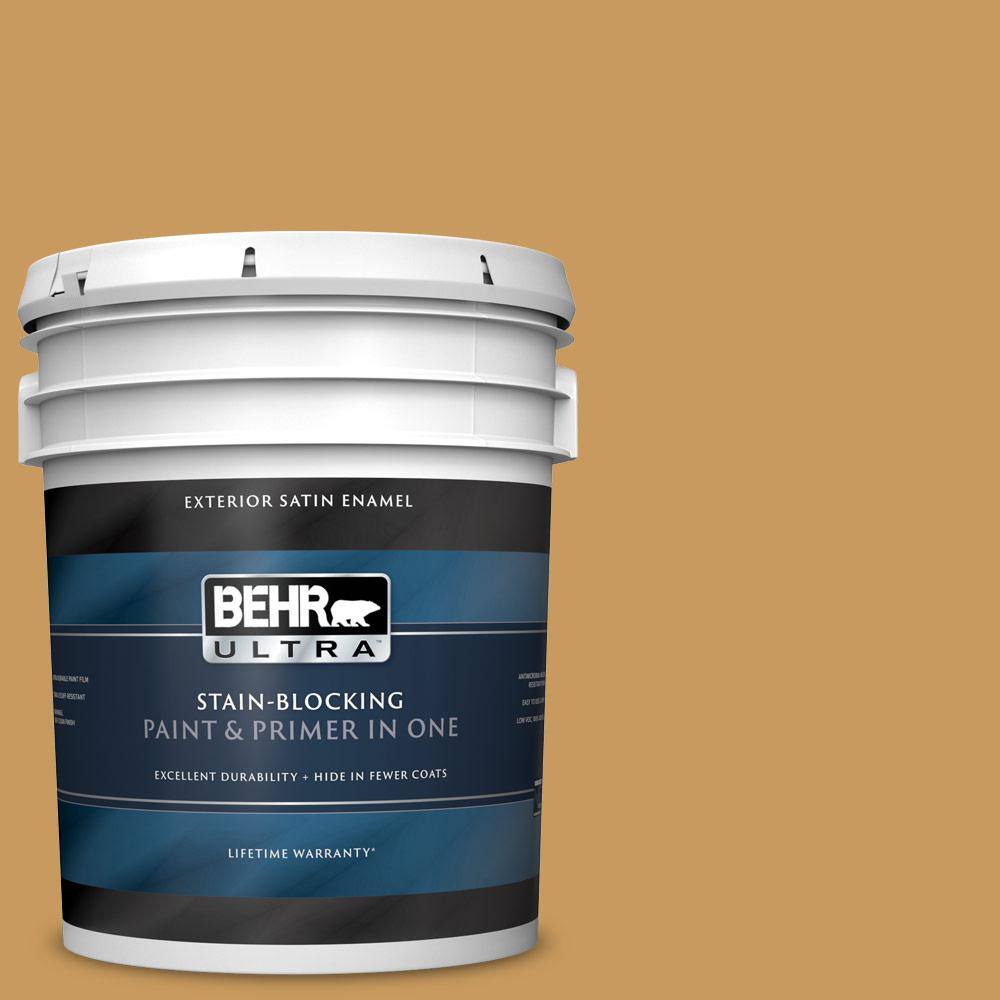 BEHR ULTRA 5 gal. M2806 Solid Gold Satin Enamel Exterior