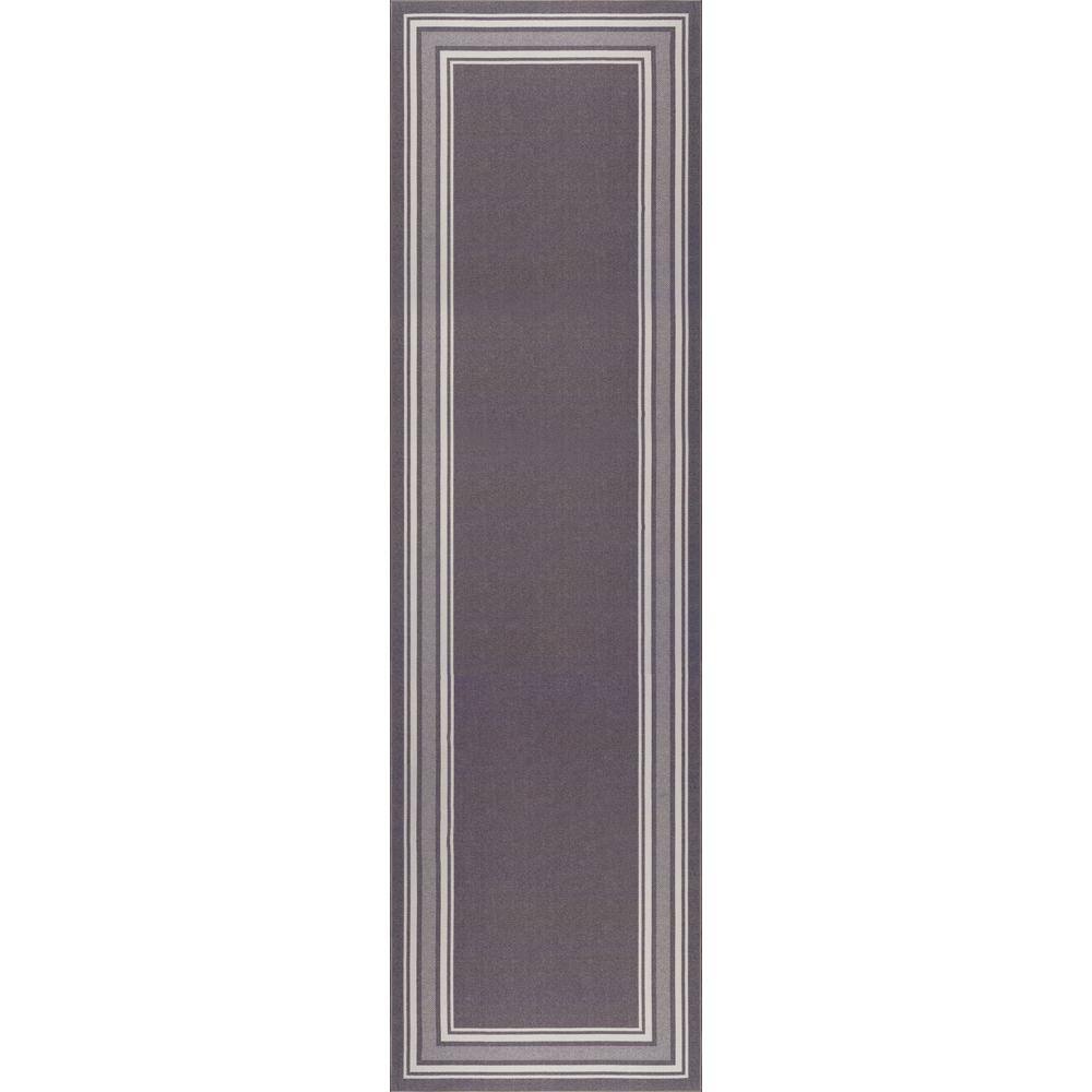 Beverly Rug Indoor Bordered Area Rugs, Non Slip Rubber Backing Modern Living Room Area Rug, Gray, 2x5, Size: 2'x5' Runner