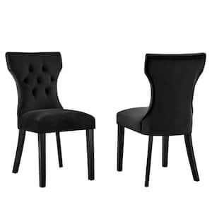 Black Silhouette Performance Velvet High Back Dining Chairs (Set of 2)