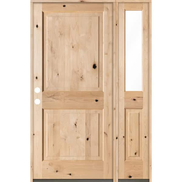 Krosswood Doors 50 in. x 80 in. Rustic Knotty Alder Unfinished Right-Hand Inswing Prehung Front Door with Right-Hand Half Sidelite