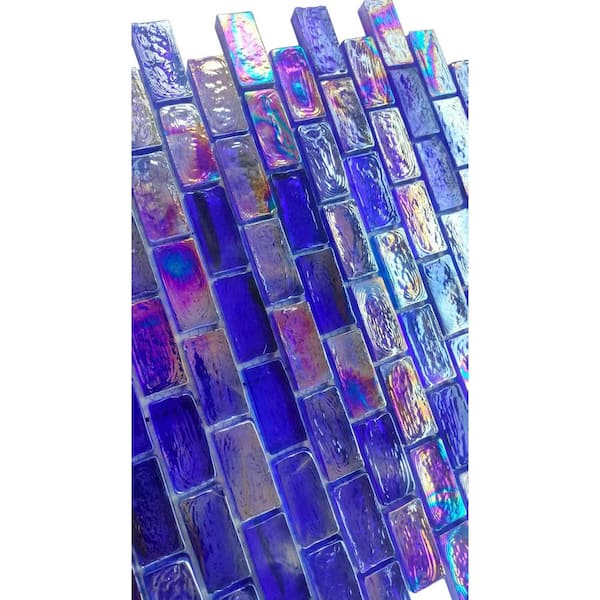 Landscape 12 in. x 12 in. Iridescent Blue Glass Backsplash Mosaic Wall and Floor Tile (11.1 sq. ft./Case)