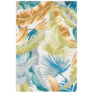 Barbados Gold/Green 5 ft. x 8 ft. Palm Leaf Indoor/Outdoor Patio  Area Rug