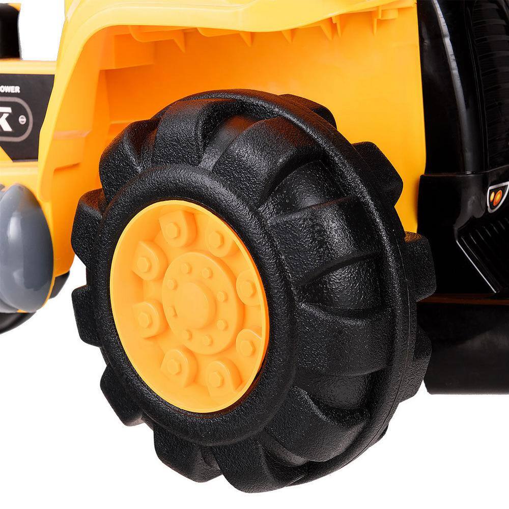 Yellow Plastic Kids Ride-On Excavator Truck with Storage