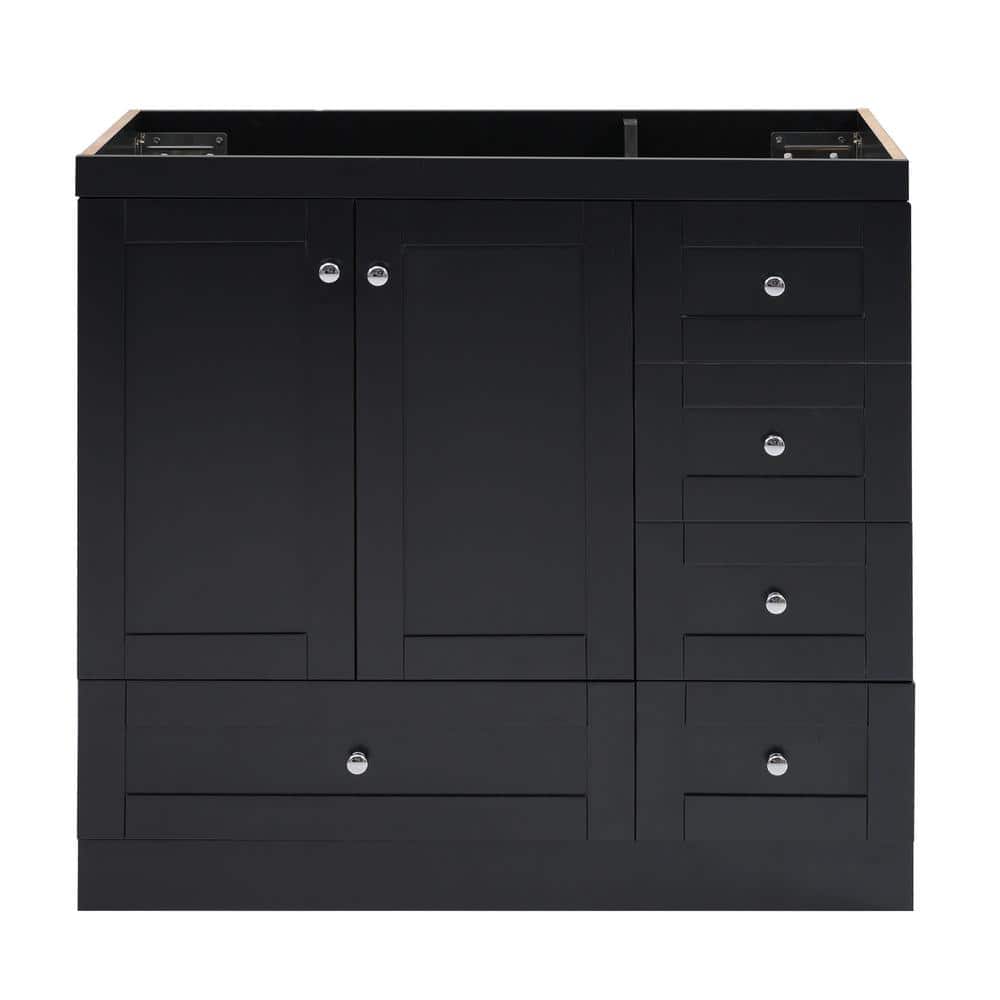 35 in. W x 17.7 in. D x 33.5 in. H Bath Vanity Cabinet without Top in Black