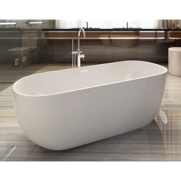 ALFI BRAND AB8838 59 in. Acrylic Flatbottom Bathtub in White