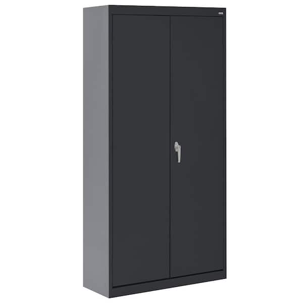 Sandusky Value Line Series 36 in. W x 72 in. H x 18 in. D 24-Gauge 4-Shelf Freestanding Garage Storage Cabinet in Black