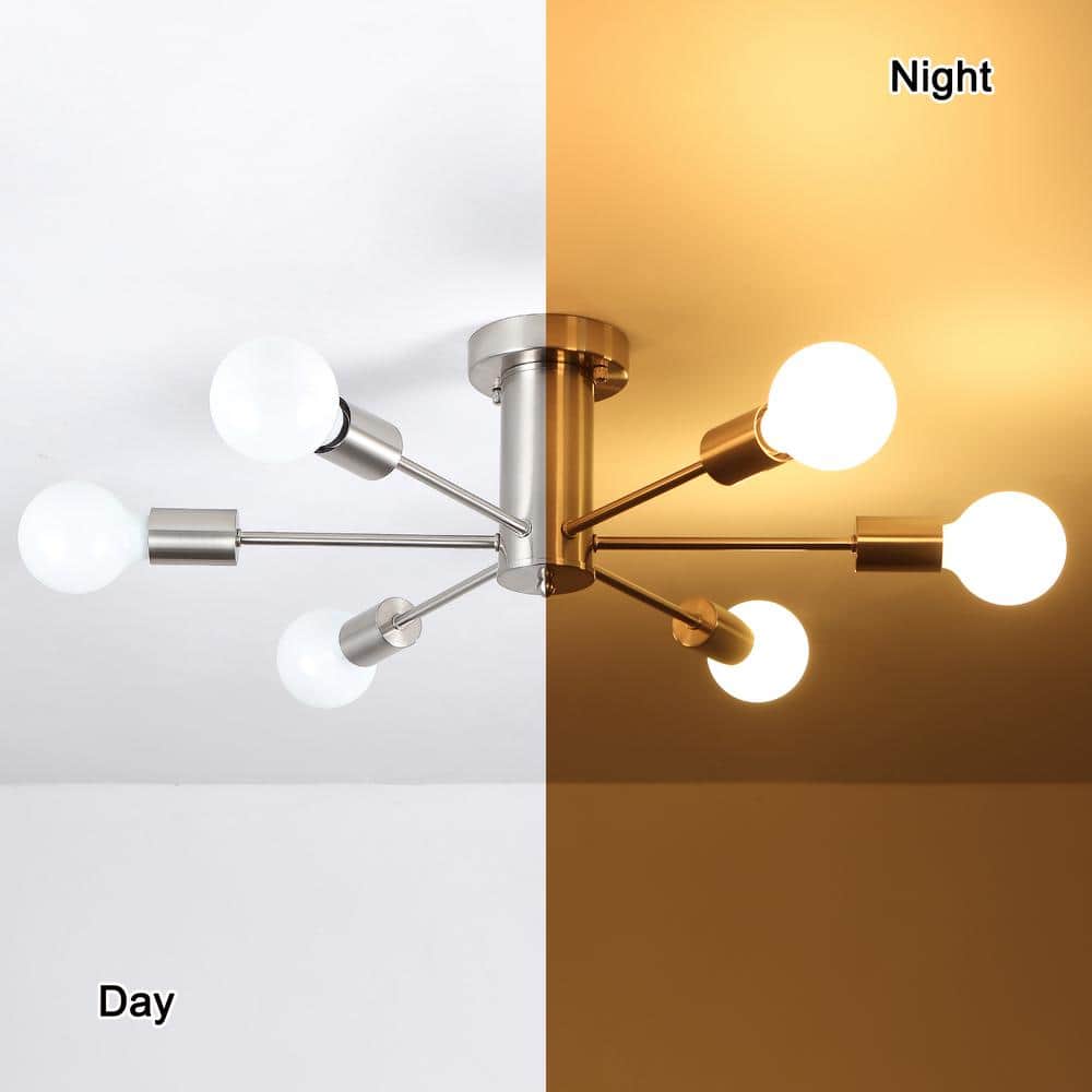 Nickel 6-Light Sputnik Linear Chandelier