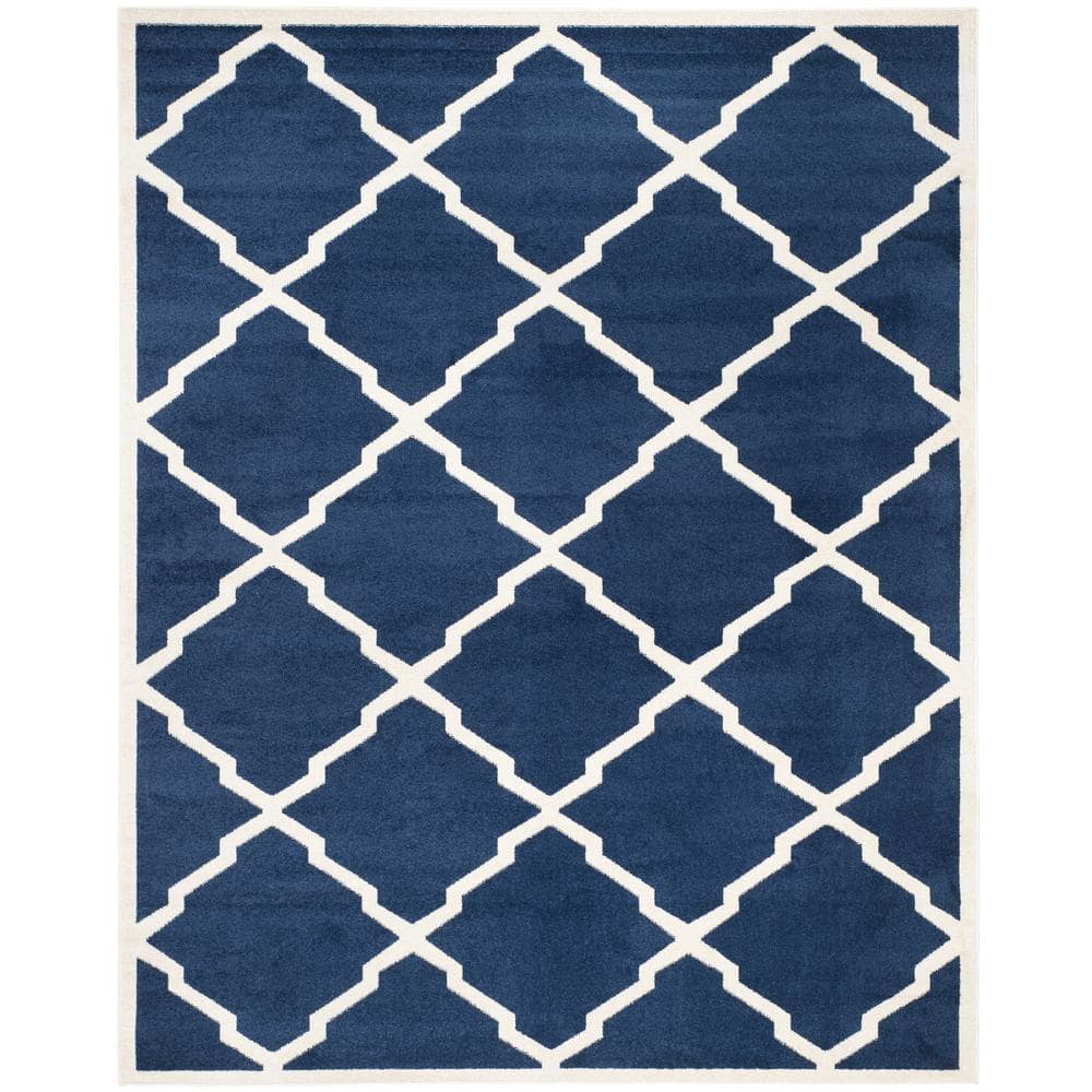 SAFAVIEH Amherst Navy/Beige 9 ft. x 12 ft. Distressed Diamond Area Rug
