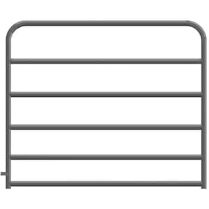 4 ft. x 4 ft. 2 in. 6-Rail Gray Powder-Coated Tube Gate