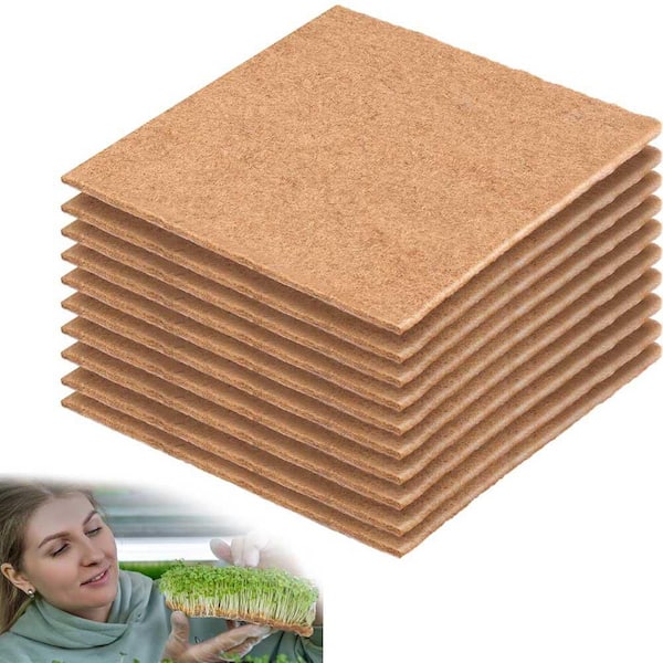 Jute Microgreens Grow Mats 10 in. x 10 in. Biodegradable Hydroponic Growing Trays Natural Jute Fiber