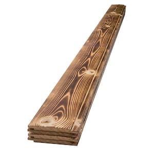 1 in. x 6 in. x 8 ft. Charred Wood Natural Pine Shiplap Board (4-Pack)