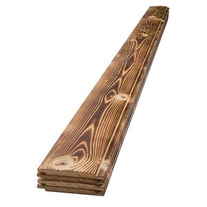1 in. x 6 in. x 8 ft. Charred Wood Shiplap Pine Board (4-Pack)