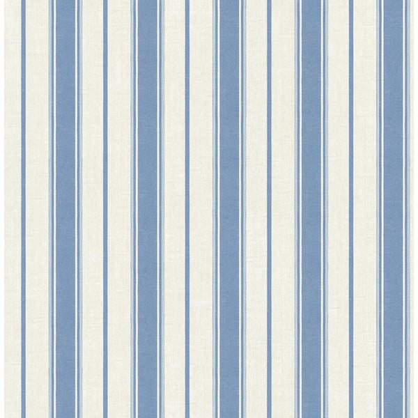 Seabrook Designs Blue Bell Eliott Linen Stripe Paper Unpasted Nonwoven Wallpaper Roll 60.75 sq. ft.