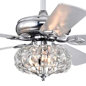 52 in. Indoor Downrod Mount Crystal Chrome Ceiling Fan with Light Kit and Remote control